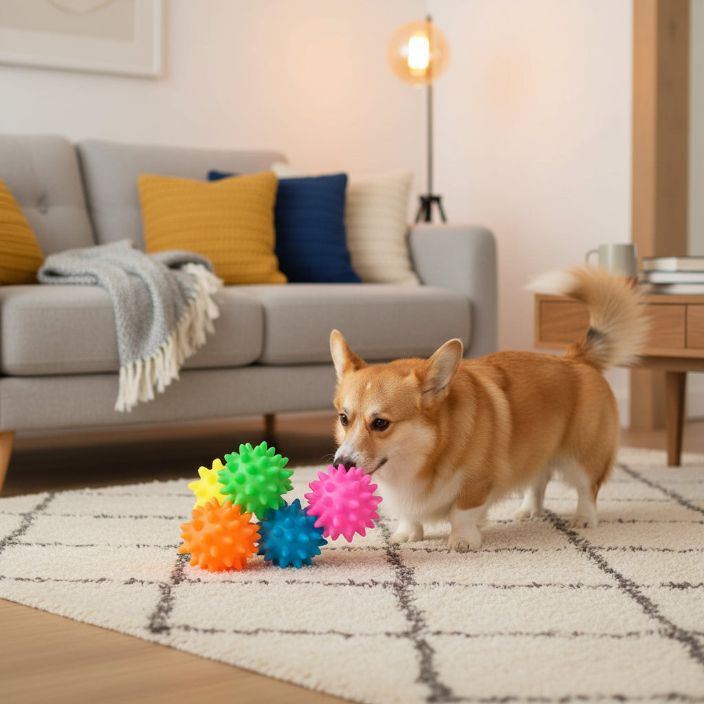 Squeaky Rubber Dog Ball Toy – Interactive Chew Toy for Small Dogs