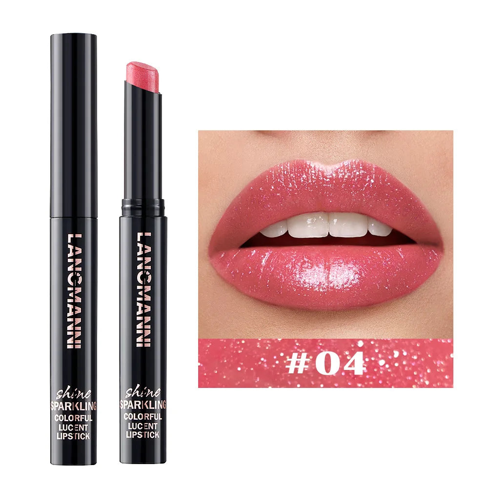 Rouge à Lèvres Nacré 10 Couleurs — Design Biseauté Pivotant | Couleur Intense & Tenue Longue Durée | Finition Brillante Hydratante, Brillance Lèvres Glossy