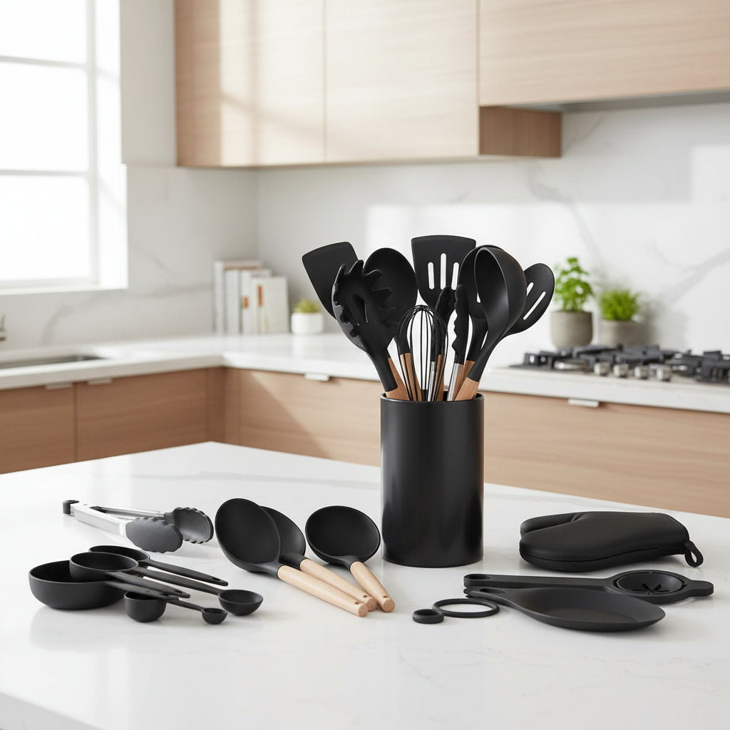 36-Piece Silicone Kitchen Utensil Set with Holder – Complete Non-Stick Cooking Tools Set