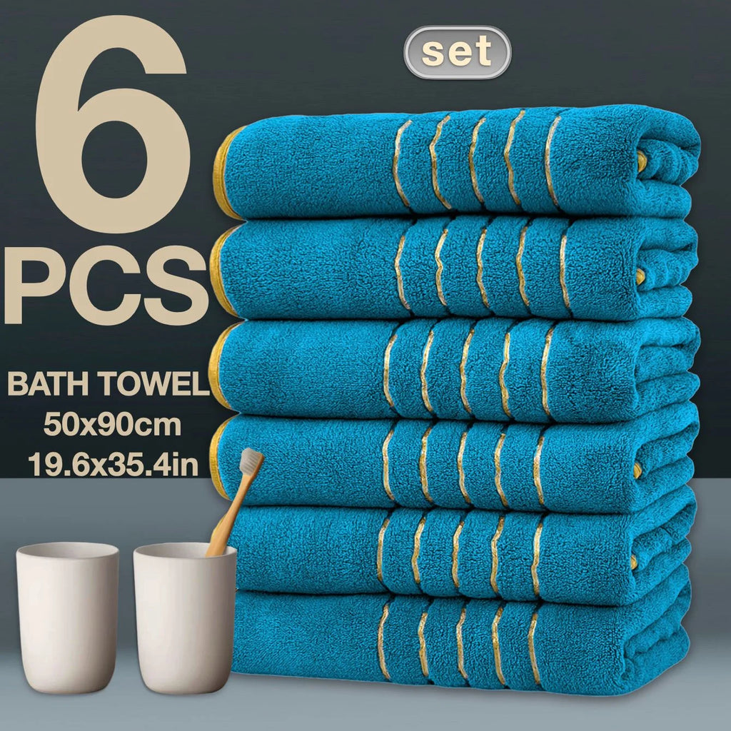 6PCS Luxury Coral Towel Set – Soft Quick-Dry Bathroom Towels