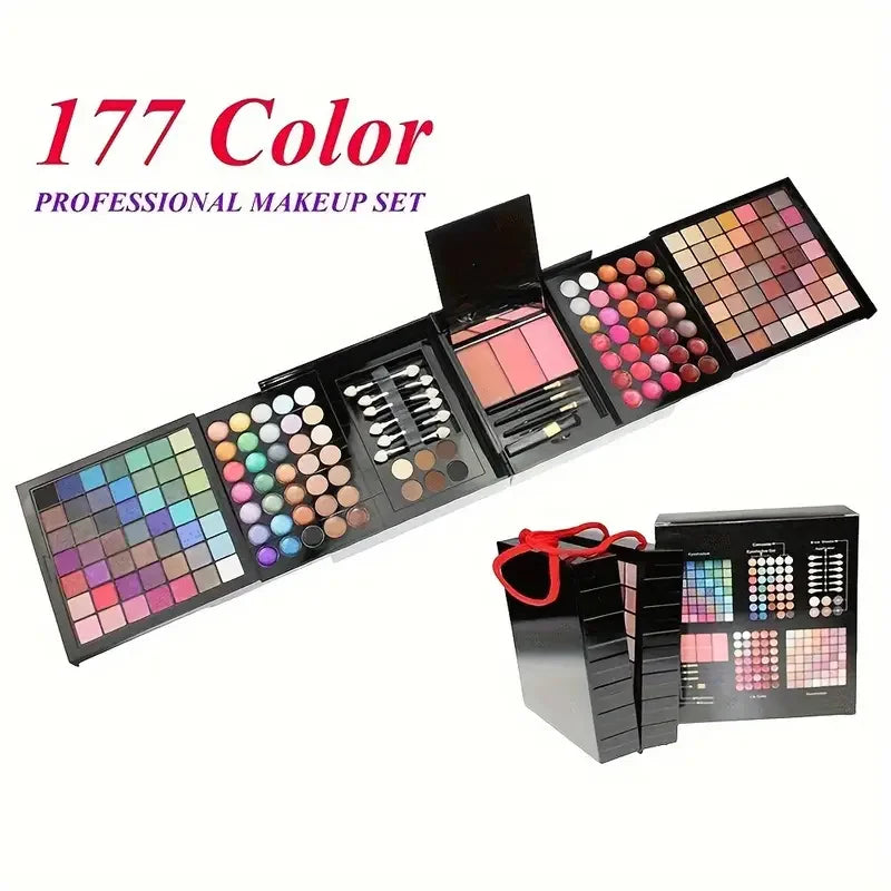 **« Set maquillage 177 couleurs – Palette fards à paupières, blush, gloss, anti-cernes, tout-en-un avec miroir »**