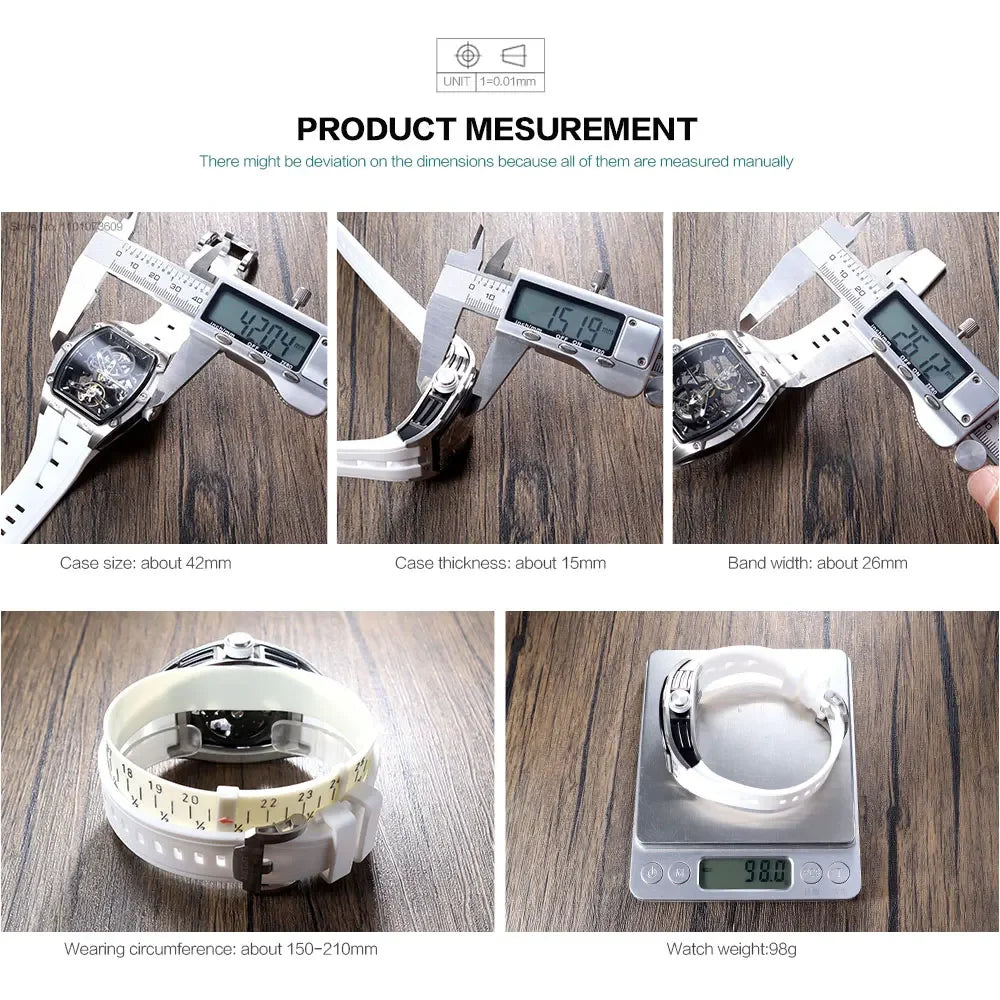 MEGIR montre mécanique automatique pour hommes avec boîtier en acier inoxydable bracelet en Silicone cadran squelette montre-bracelet de Sport étanche