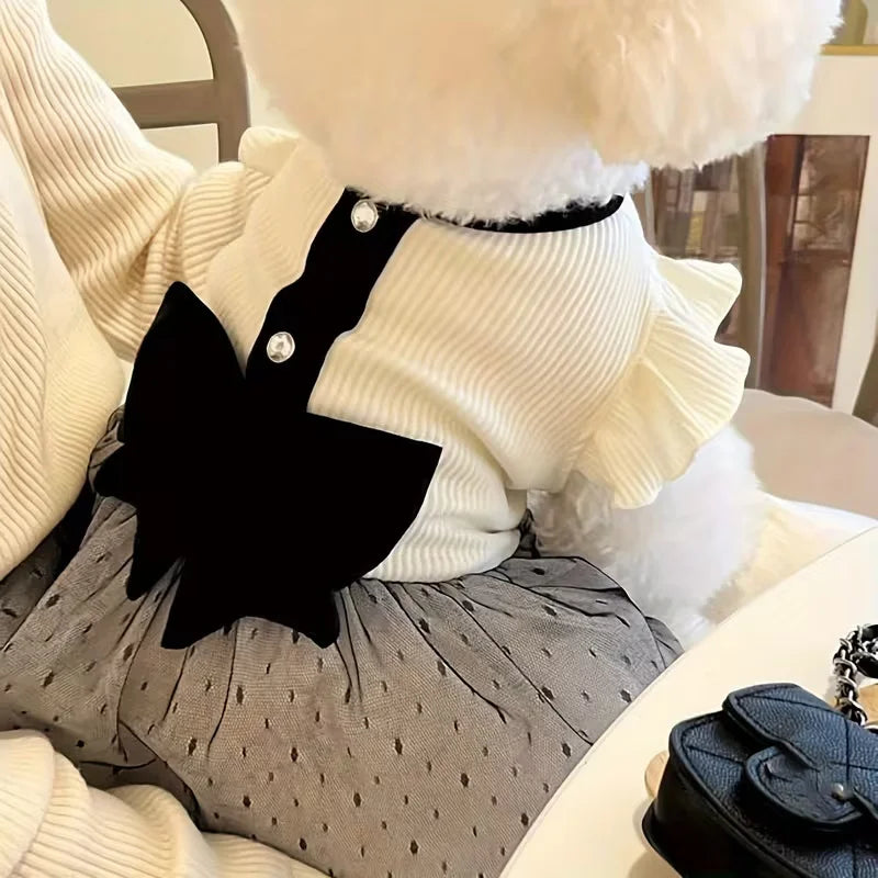 Luxury Lace Dog Dress for Small Dogs – Elegant Bow Puppy Outfit