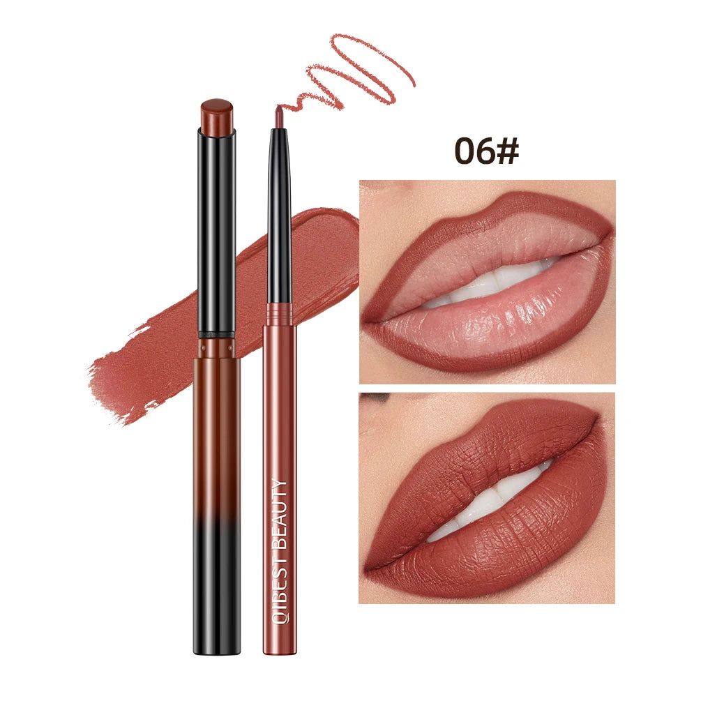 Set  2 pièces crayon rouge à lèvres et contour mat nude waterproof longue tenue maquillage lèvres femme