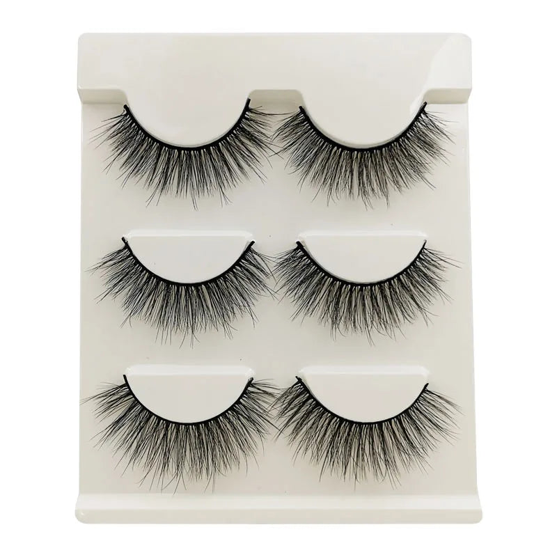 3 à 7 paires de cils en vison synthétique – Faux cils faits main, naturels et nude, effet croisé et désordonné – Cils 3D bouclés pour maquillage