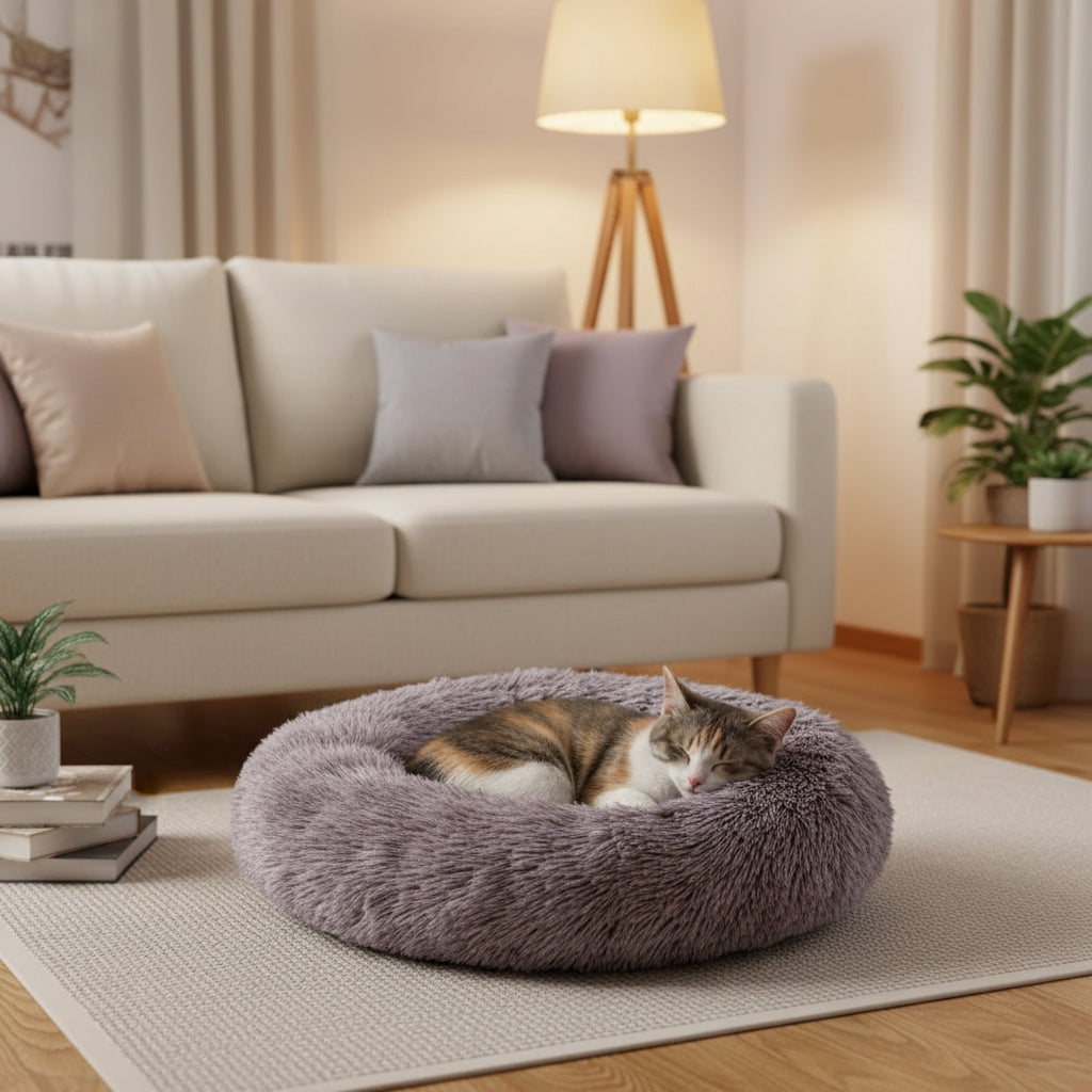 Plush Round Pet Bed – Ultra Soft Warm Dog & Cat Bed
