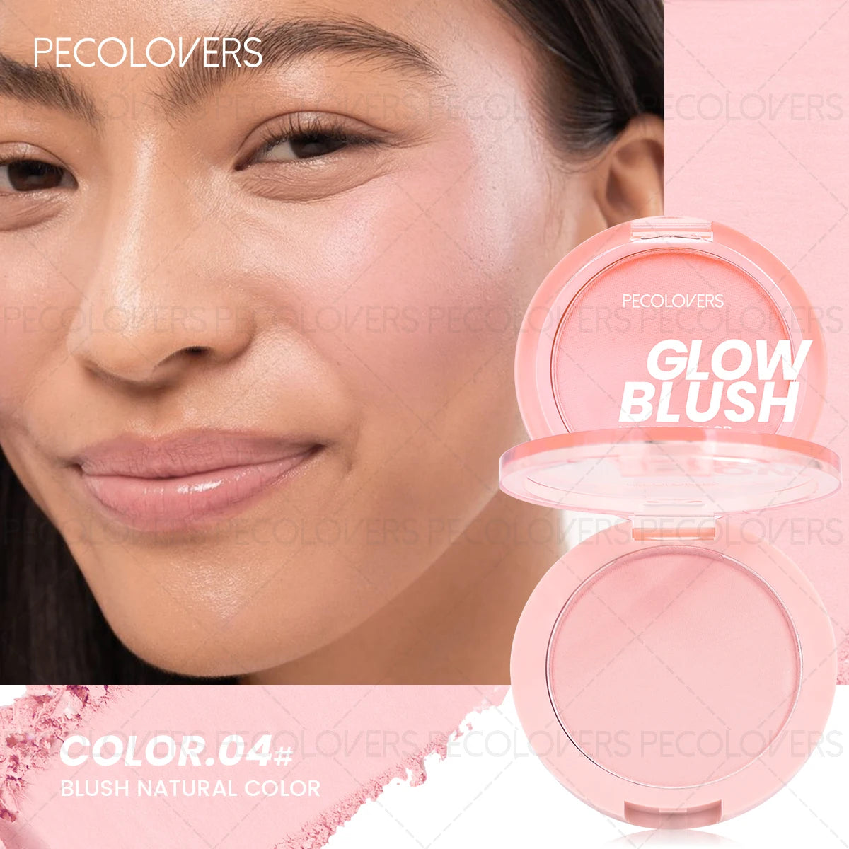 Palette de Blush 1 pièce — Résistante à l’Eau, Teinte Rose, Facile à Appliquer, Effet Maquillage 3D Naturel, Fini Mat, Nuances de Rouge