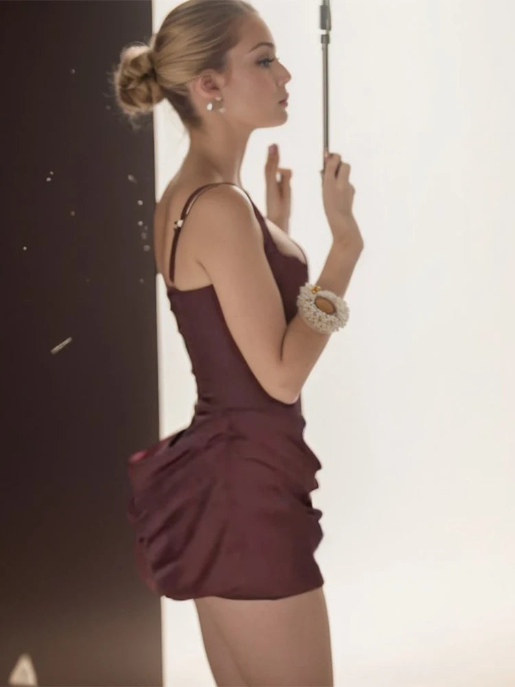 Robe courte Femme – V-Neck, Drapée