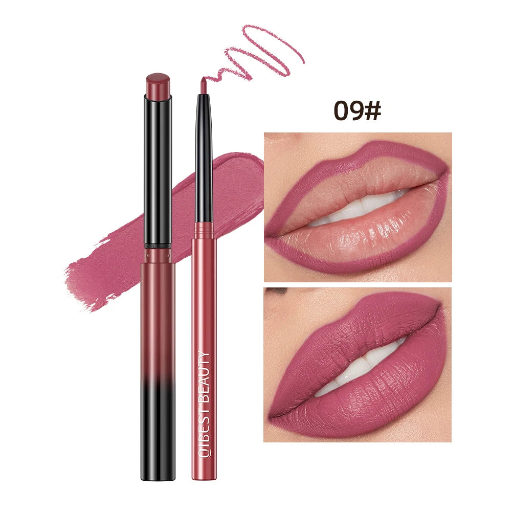 Set  2 pièces crayon rouge à lèvres et contour mat nude waterproof longue tenue maquillage lèvres femme