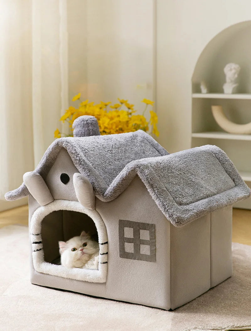 Foldable Cozy Pet House Bed – Warm Cave Bed for Small Dogs & Cats