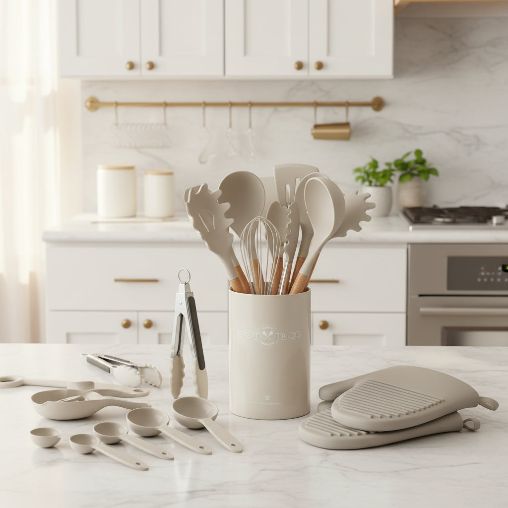 36-Piece Silicone Kitchen Utensil Set with Holder – Complete Non-Stick Cooking Tools Set