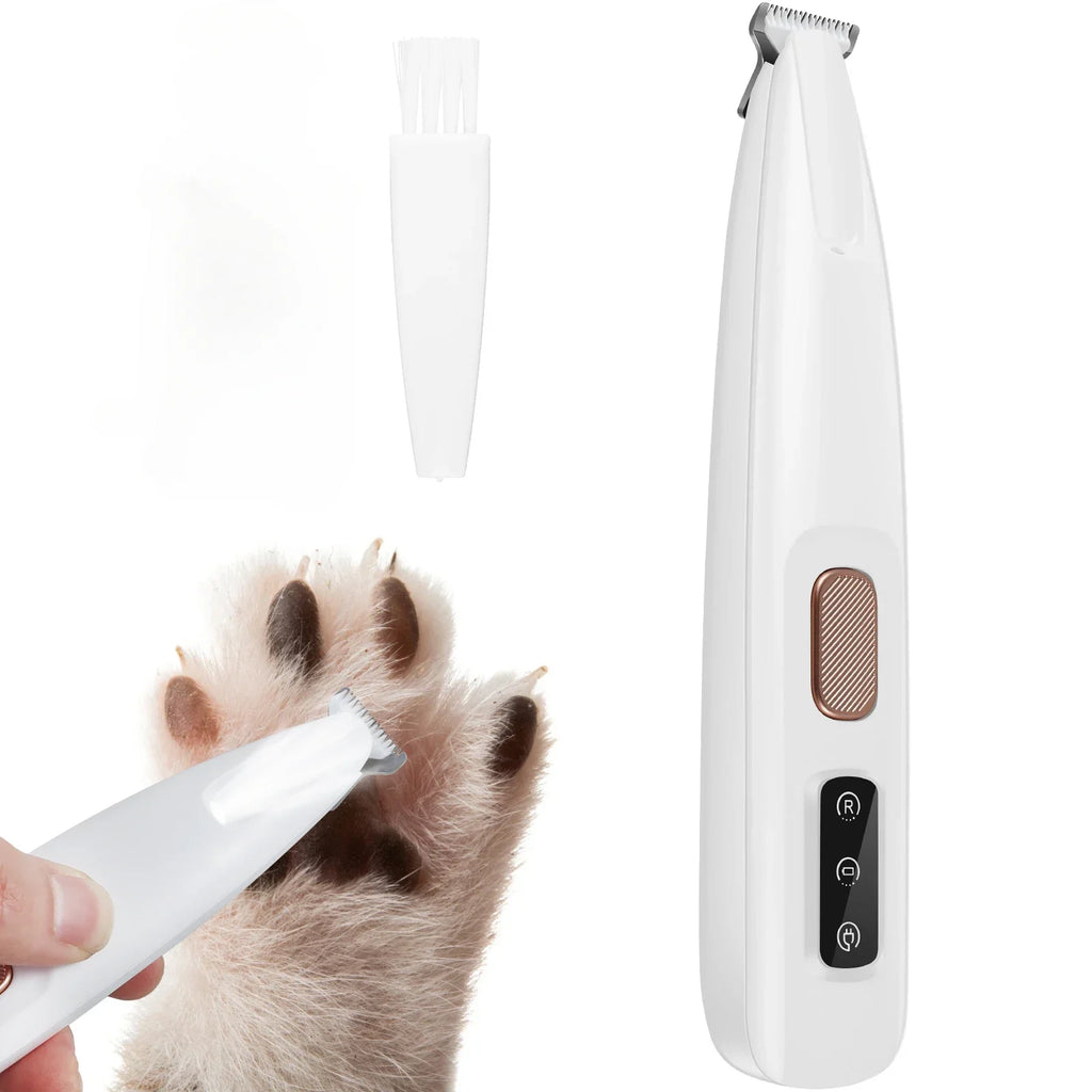 Waterproof Dog Paw Trimmer with LED Light – Rechargeable Pet Grooming Clipper