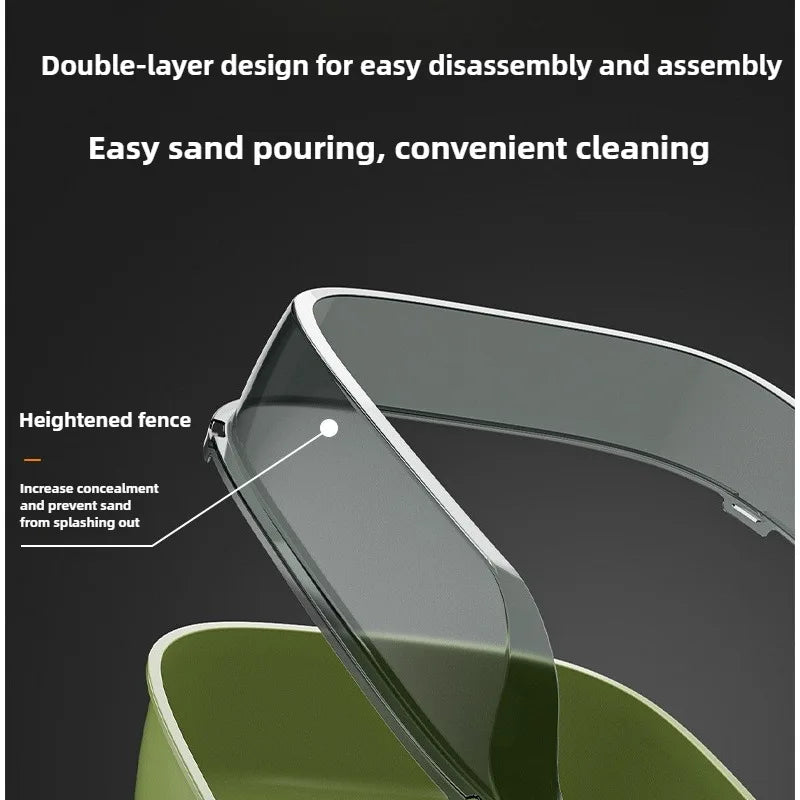 Semi-Covered Cat Litter Box – Anti-Tracking Pet Toilet with Scoop