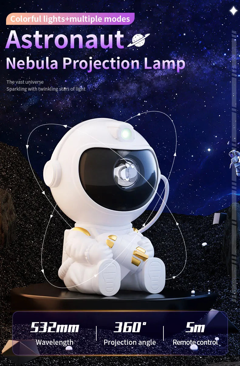 Astronaut Galaxy Projector – LED Starry Sky Night Light for Bedroom & Room Decor