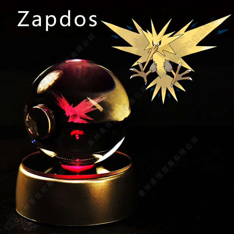 3D Pokémon Crystal Ball Night Light – Pikachu, Gengar & Mewtwo LED Glass Lamp