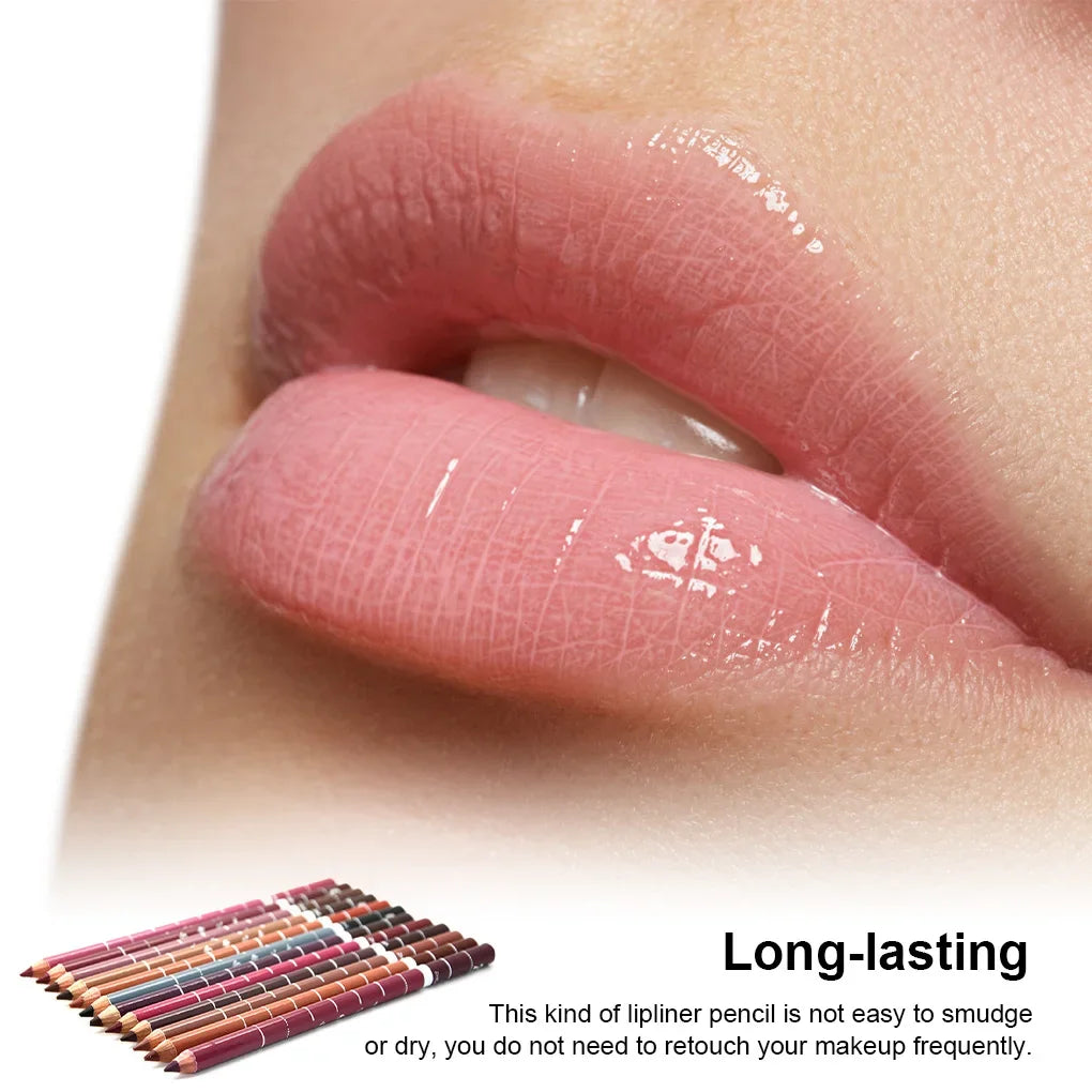 Coffret maquillage 12 couleurs — Crayons à lèvres waterproof et longue tenue | Rouge à lèvres et contour lèvres professionnels | Stylo maquillage précis pour femmes