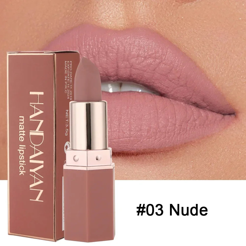 Rouge à lèvres nude mat – Waterproof et longue tenue | Non collant et résistant au transfert | Teintes rouge et rose sexy | Finition velours pour maquillage des lèvres
