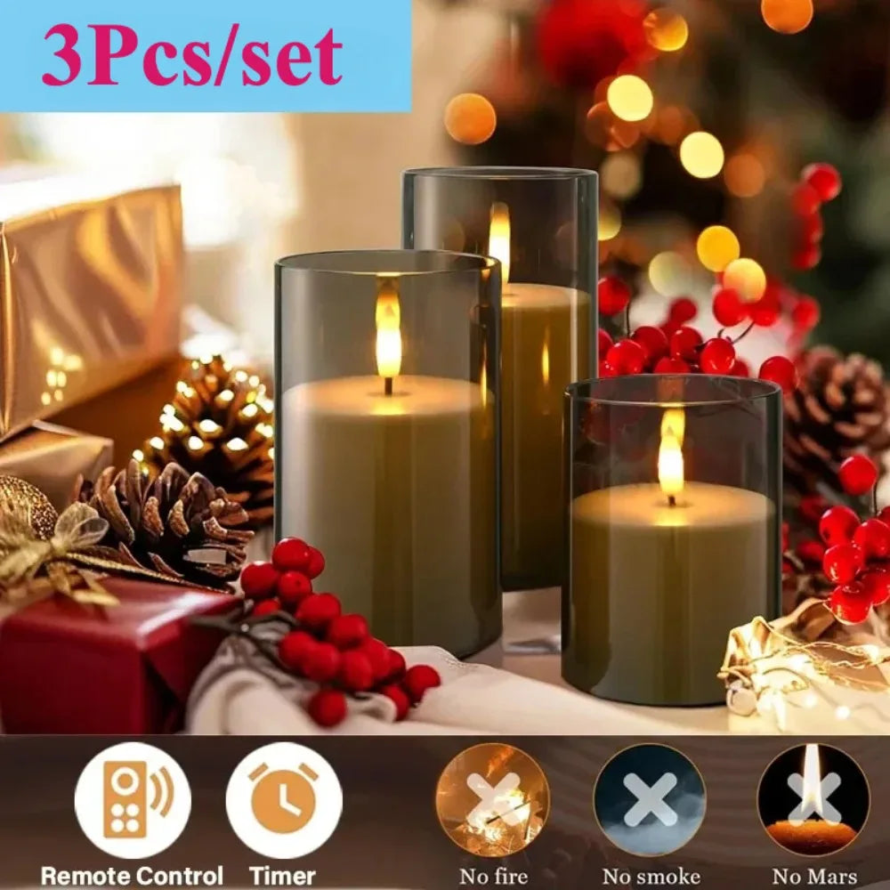3PCS LED Flameless Candles with Remote Control – Flickering Candle Set for Home & Event Decor