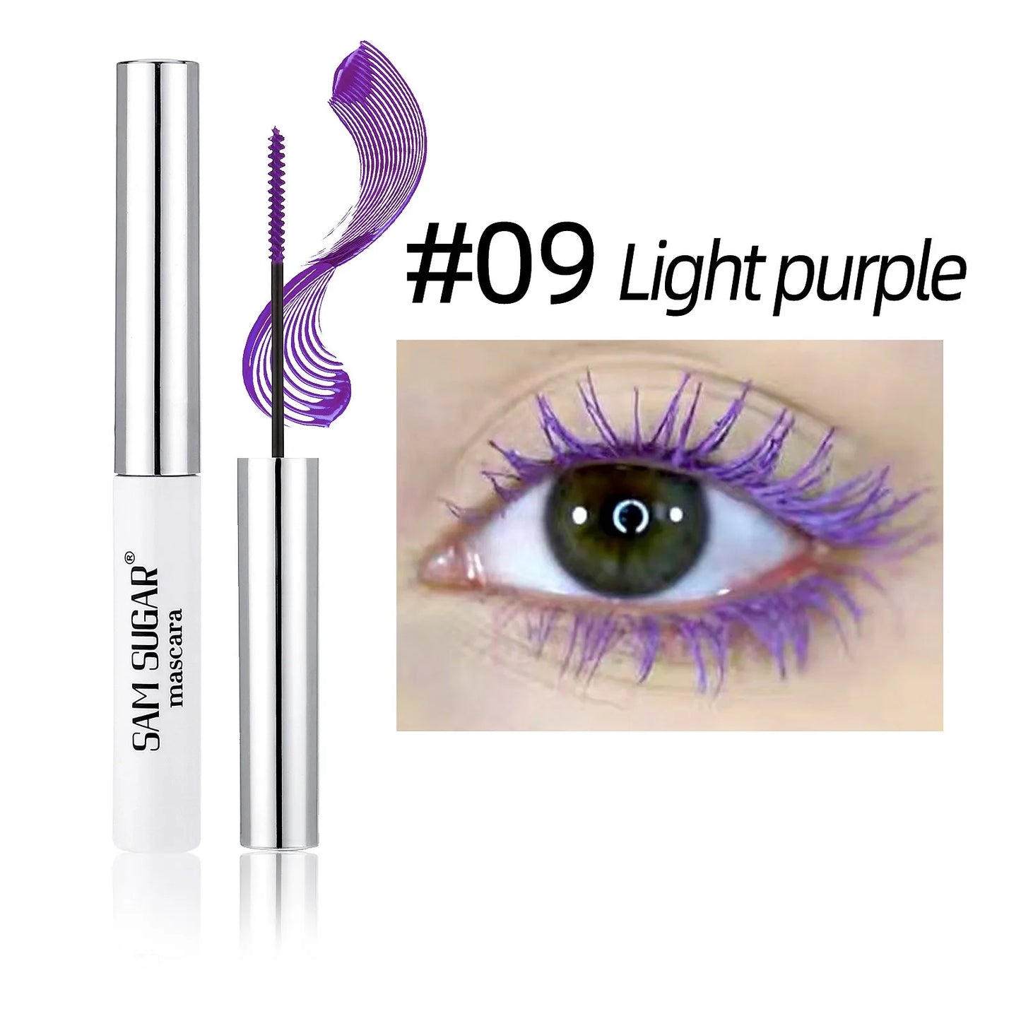 Mascara fibres de soie coloré brosse ultra-fine allongeant cils waterproof séchage rapide vert et rose