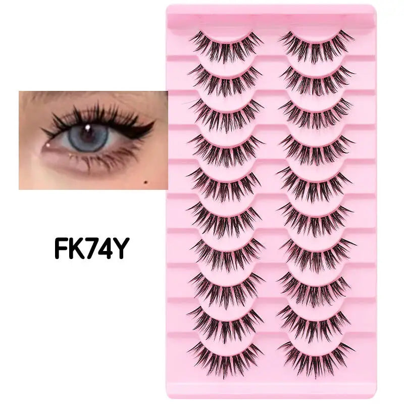 10 paires de cils naturels – Cils manga en bande complète, maquillage – Vente en gros, dropshipping, extensions de cils, faux cils style anime