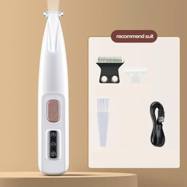 Waterproof Dog Paw Trimmer with LED Light – Rechargeable Pet Grooming Clipper
