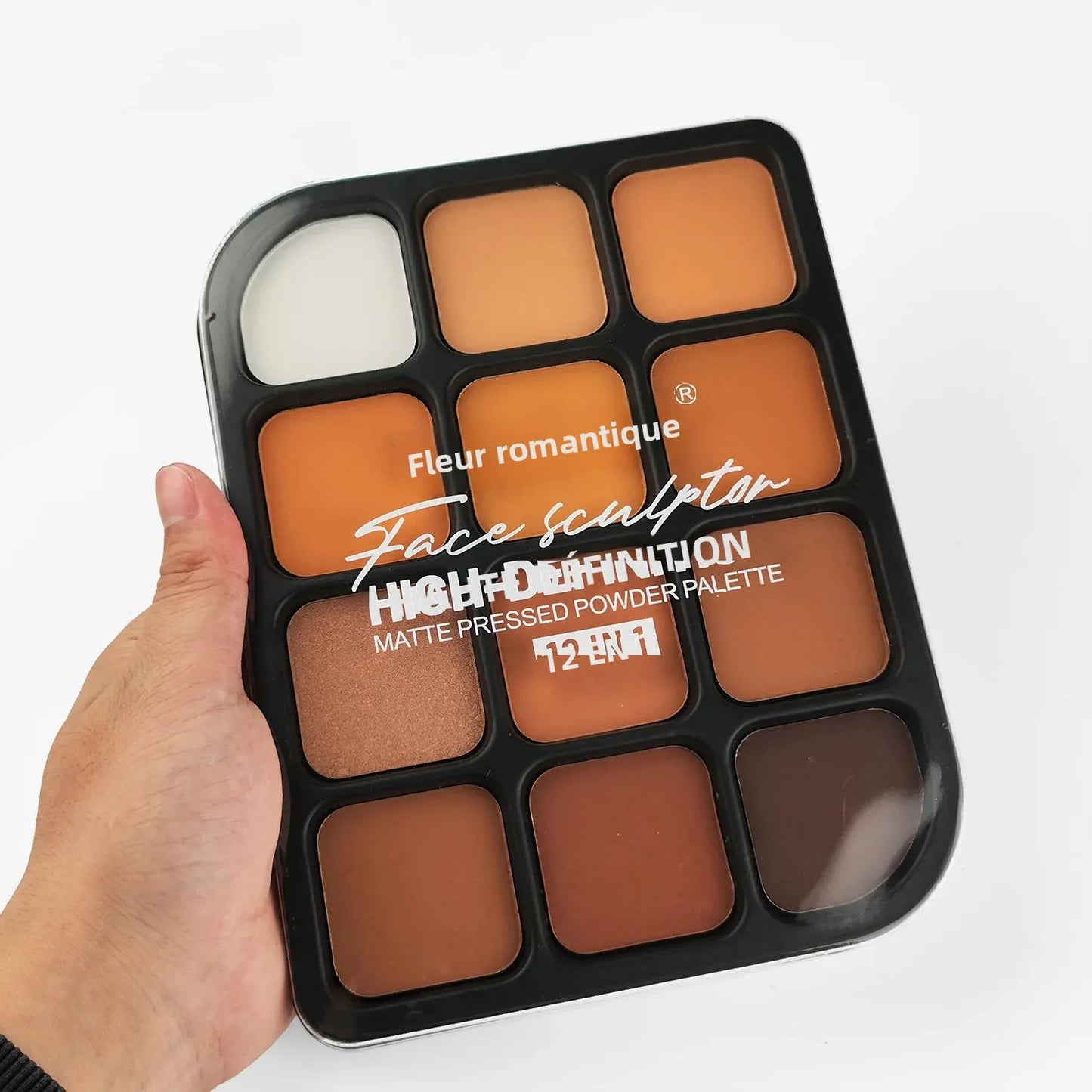 Palette Contour 12 Couleurs – Bronzer & Highlighter Tout-en-Un, Couverture Totale