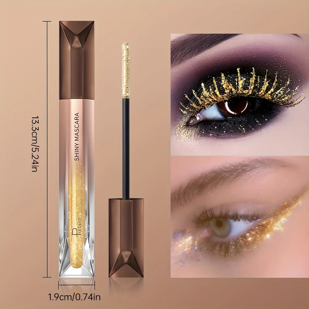 Mascara pailleté scintillant longue tenue waterproof anti-bavure diamant écrasé perlé effet flash fin