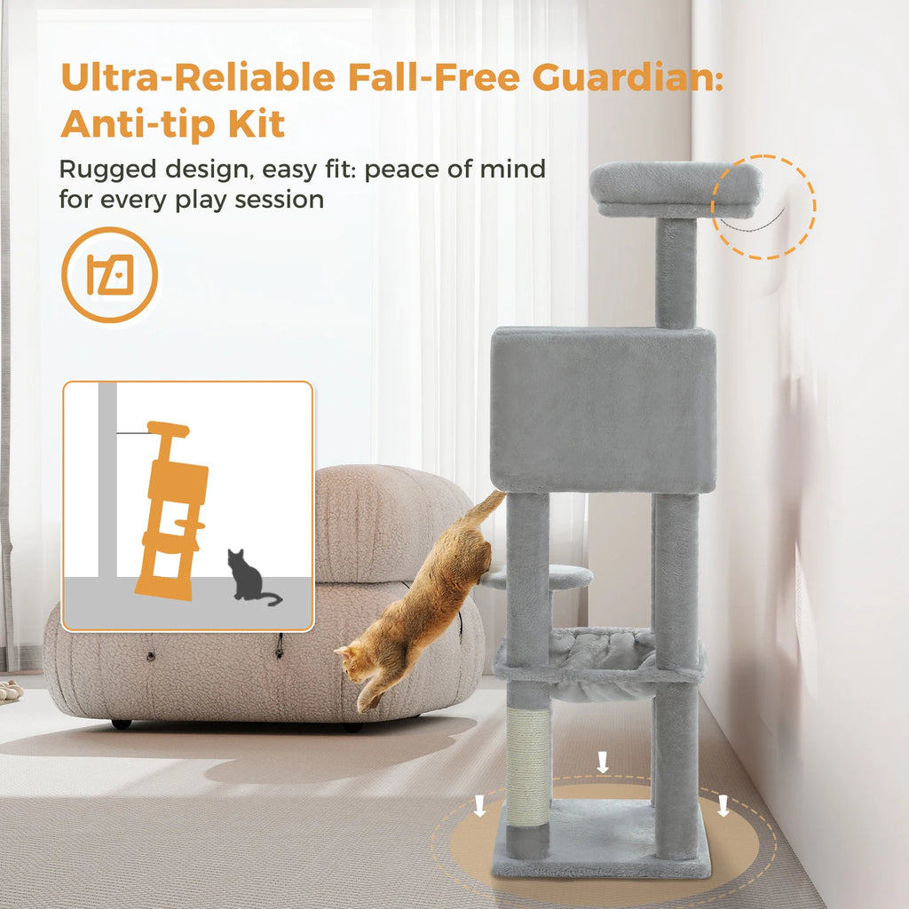 Multi-Level Cat Tree Tower – Cat Condo, Hammock & Scratching Activity Center