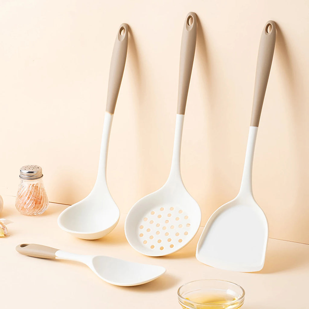 4-Piece Silicone Kitchen Utensil Set – Ladle, Slotted Spoon, Spatula & Cooking Tools for Home Kitchen