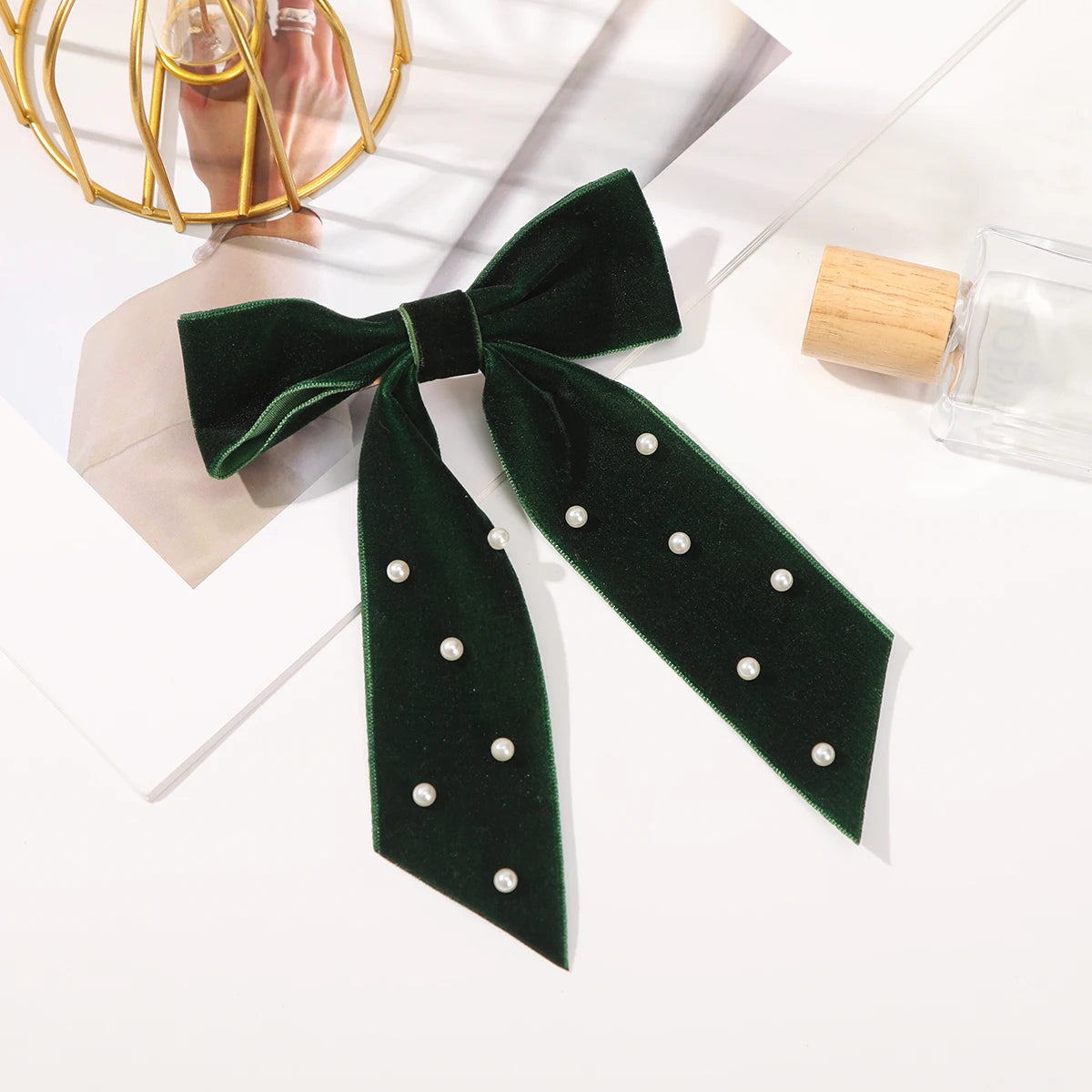« Barrettes Femme – Nœud Velours, Noir & Rouge »
