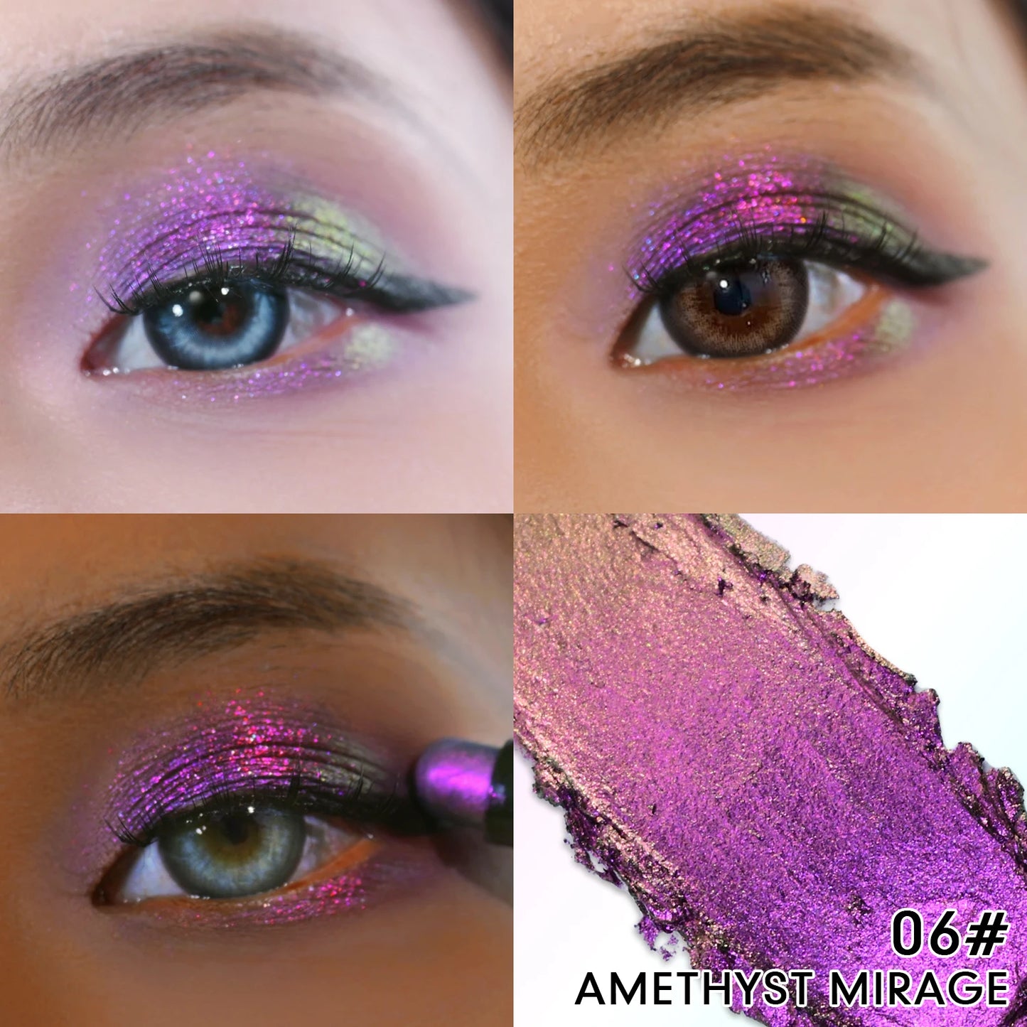 Crayon fard à paupières  double embout, multichrome pailleté, waterproof, maquillage professionnel