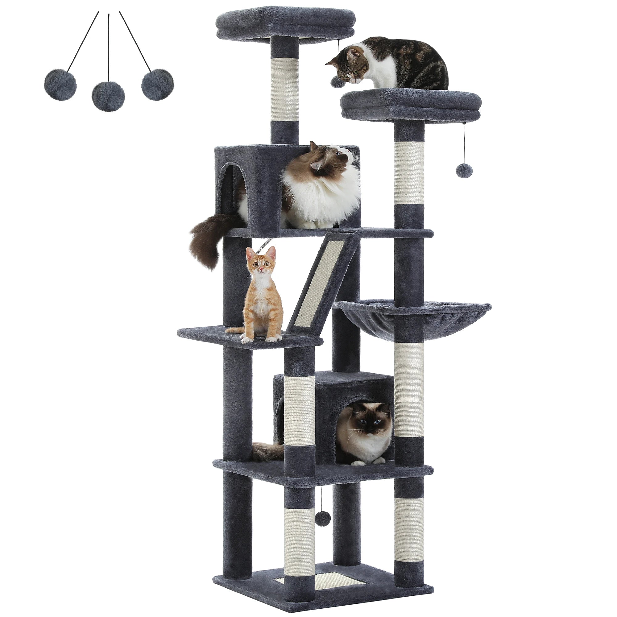 Multi-Level Cat Tree Tower – Cat Condo, Hammock & Scratching Activity Center