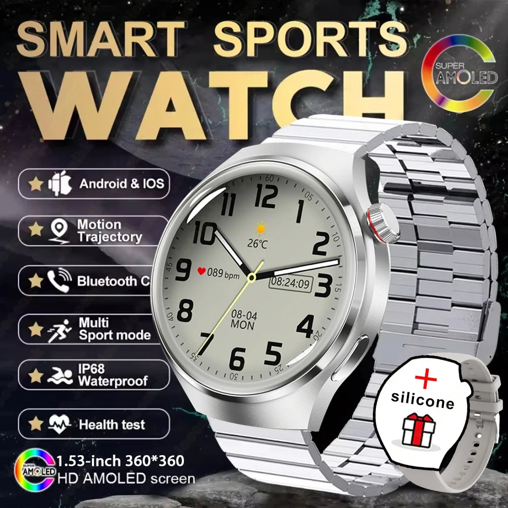 2025 nouvelle montre 4 GT série montre intelligente hommes AMOLED écran fréquence cardiaque surveillance de la santé Bluetooth appel affaires Smartwatch homme