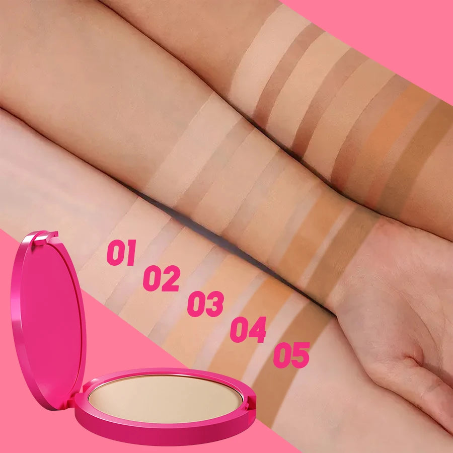 Poudre pressée naturelle mate – Contrôle de l’huile, illumine, blanchit, base de maquillage pour le visage, fond de teint compact, anti-cernes, cosmétiques