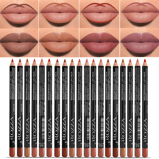 Crayon à Lèvres Mat Nude 14 Couleurs – Longue Tenue, Waterproof, Haute Pigmentation, Crayon Contour & Rouge à Lèvres