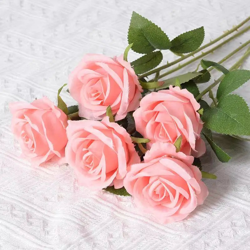 Artificial Rose Flower Stems – Realistic Red Roses for Home & Wedding Décor