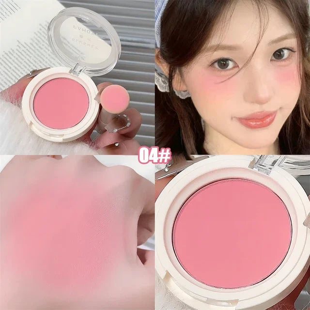 Palette de blush monochrome lait-pêche – Pigments minéraux pour le visage, poudre blush pour joues – Maquillage professionnel, contouring et blush rose