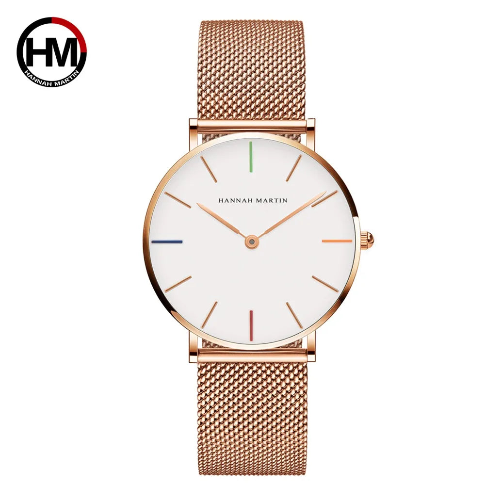 « Montre Femme – Quartz, Étanche, Doré Rose 36 mm »