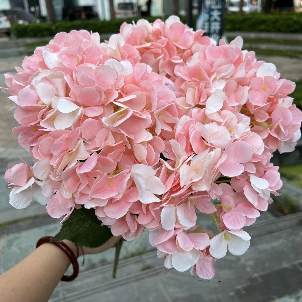 5-Head Artificial Hydrangea Flowers – Large Silk Floral Bouquet for Décor