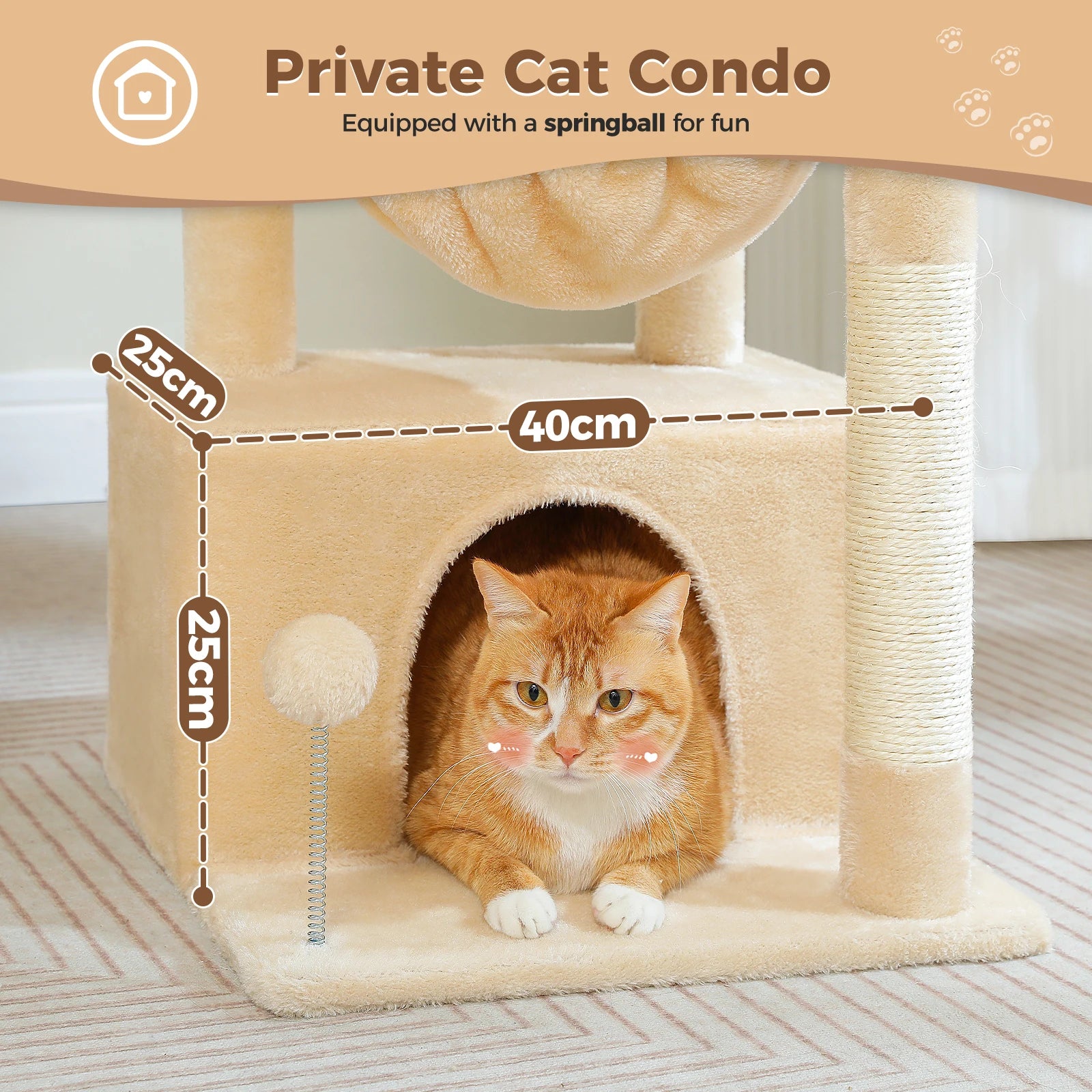 4-in-1 Cat Tree – Cat Condo, Hammock, Scratching Post & Top Perch