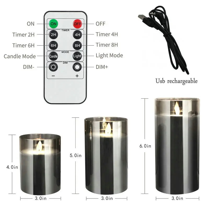 Rechargeable LED Flameless Pillar Candle Set – Real Wax Moving Wick Candles with Remote & Timer