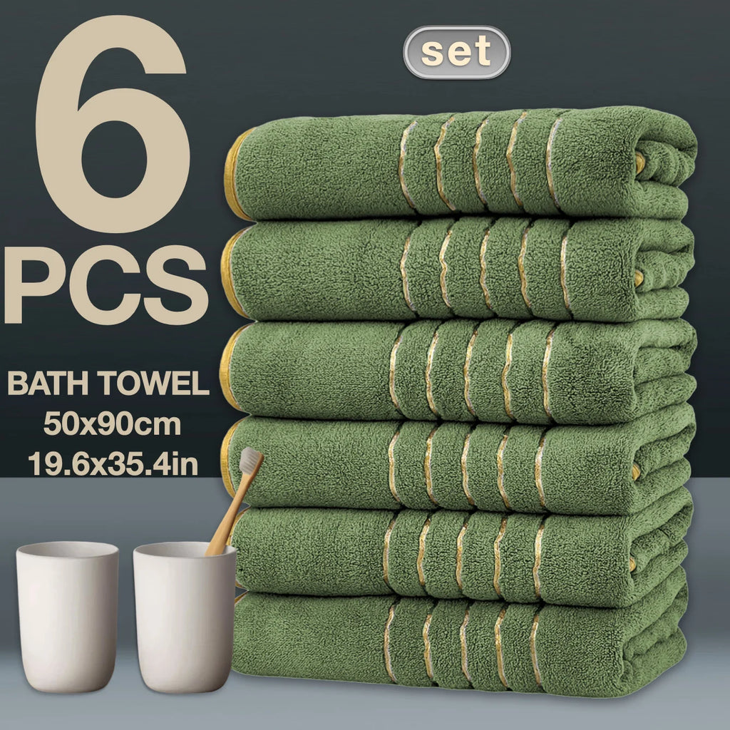 6PCS Luxury Coral Towel Set – Soft Quick-Dry Bathroom Towels
