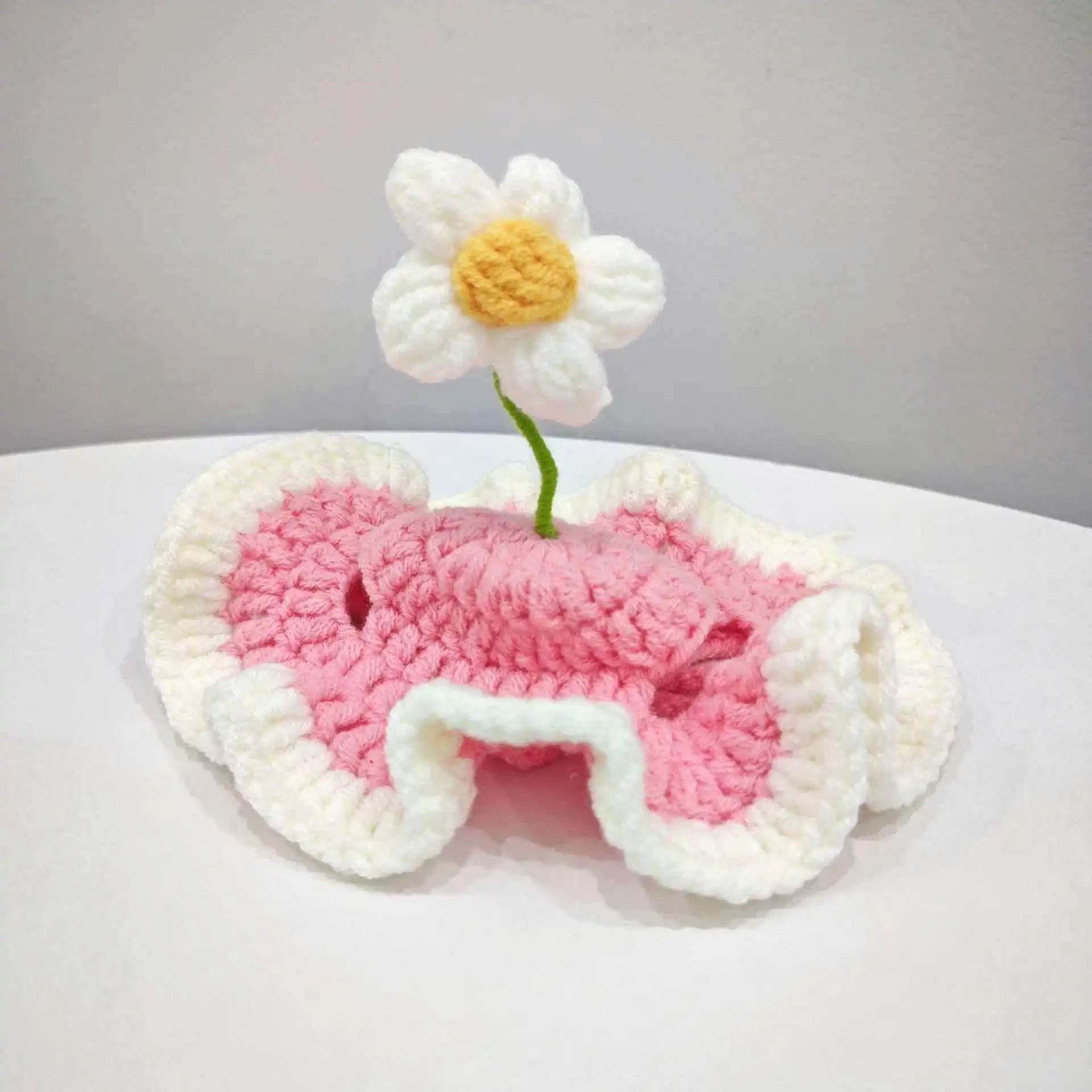Cute Flower Crochet Pet Hat – Knitted Cap for Cats & Small Dogs