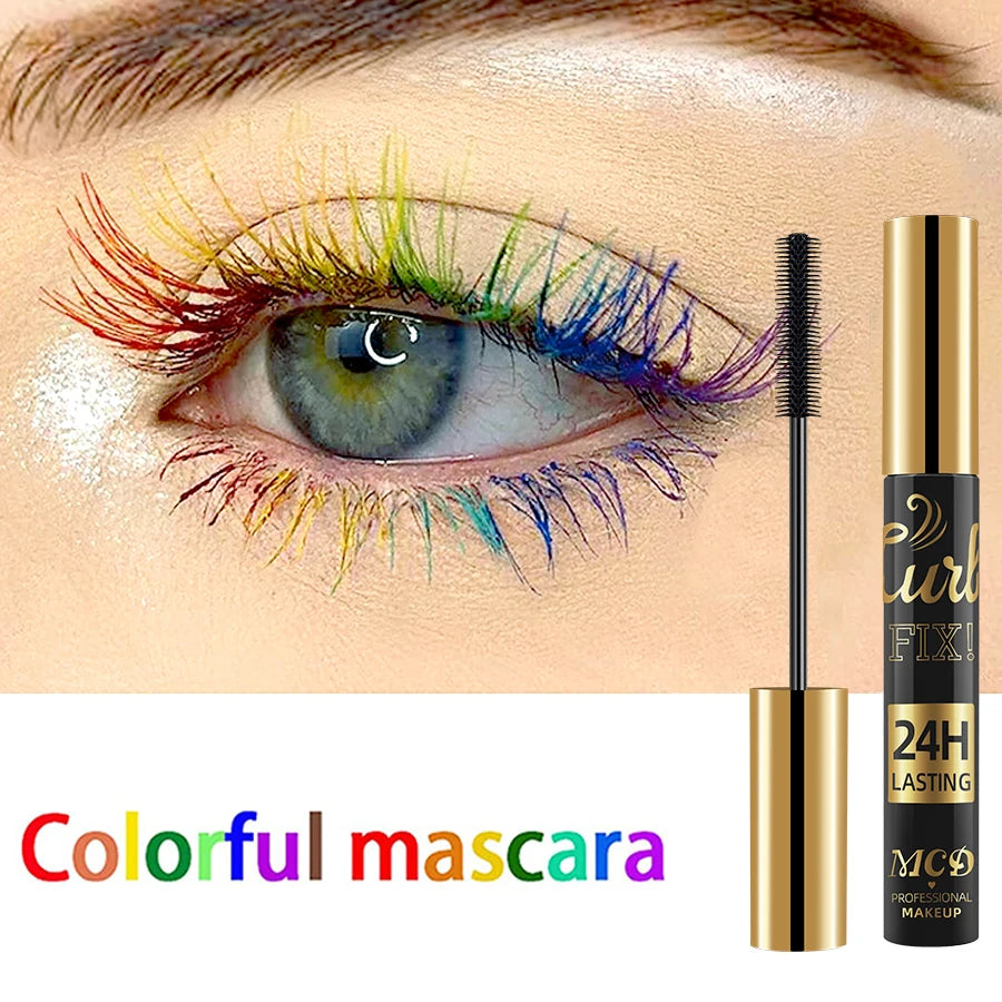 Mascara 5D waterproof vibrant 9 couleurs longue tenue recourbant bleu, vert, noir extensions cils