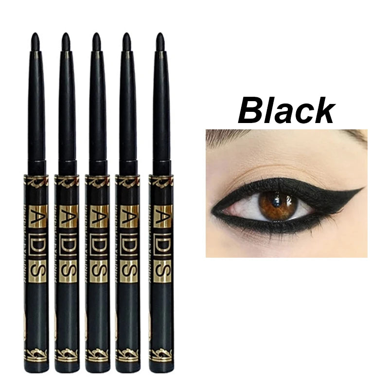 Crayons Eyeliner Noir Waterproof — disponible en 1/2/5/12 pcs, longue tenue, facile à appliquer, gel mat anti-bavures pour un maquillage des yeux intense