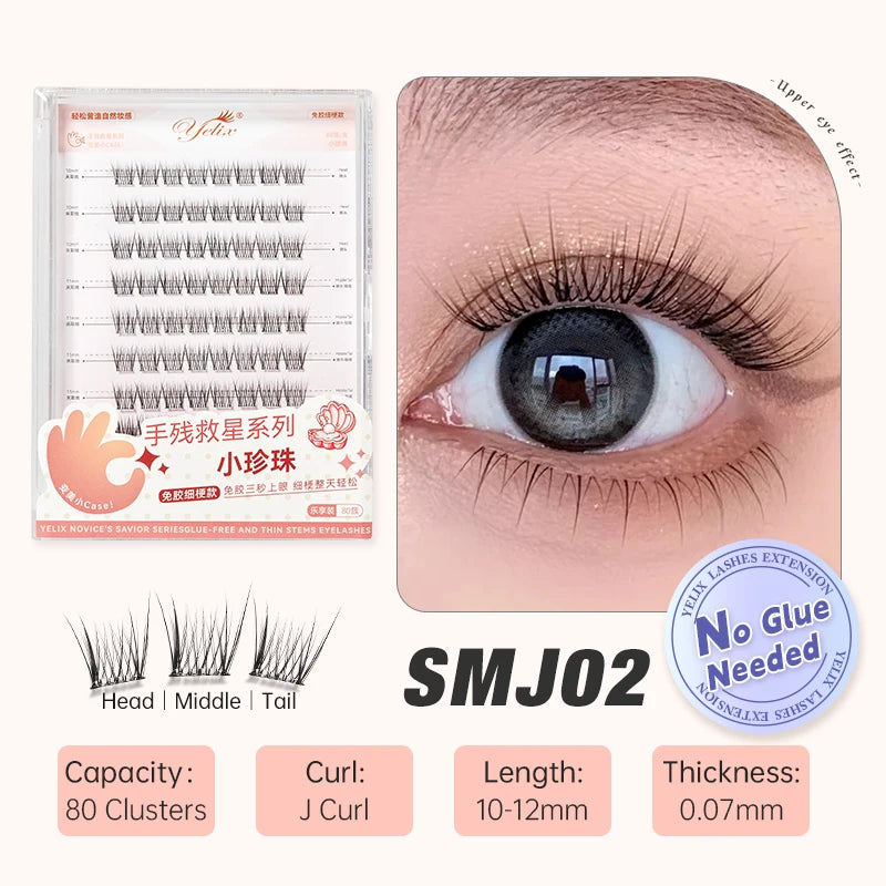 Cils en grappes – Faux cils auto-adhésifs sans colle, naturels et doux – Personnalisables, étiquette privée et logo personnalisé