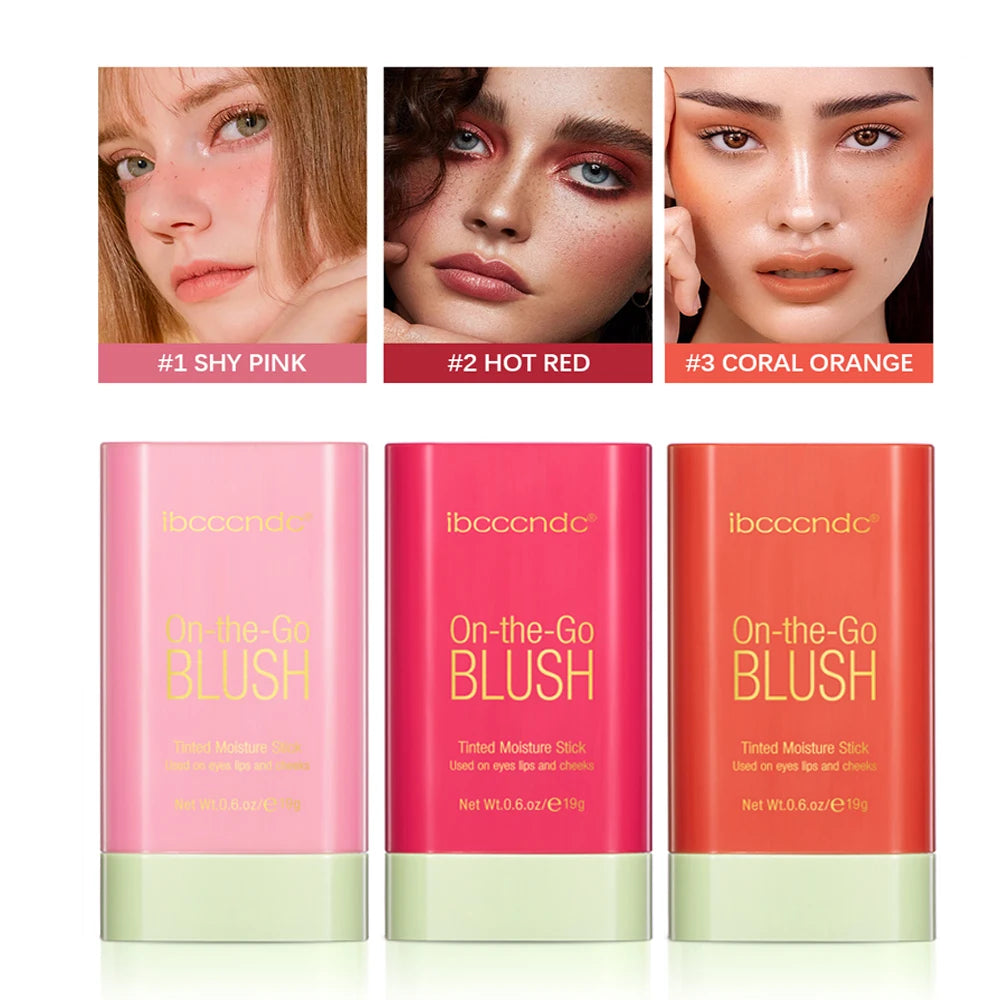Blush crème rotatif haute intensité – Stick teinté hydratant, longue tenue naturelle – Waterproof, non transférable, teinte orange