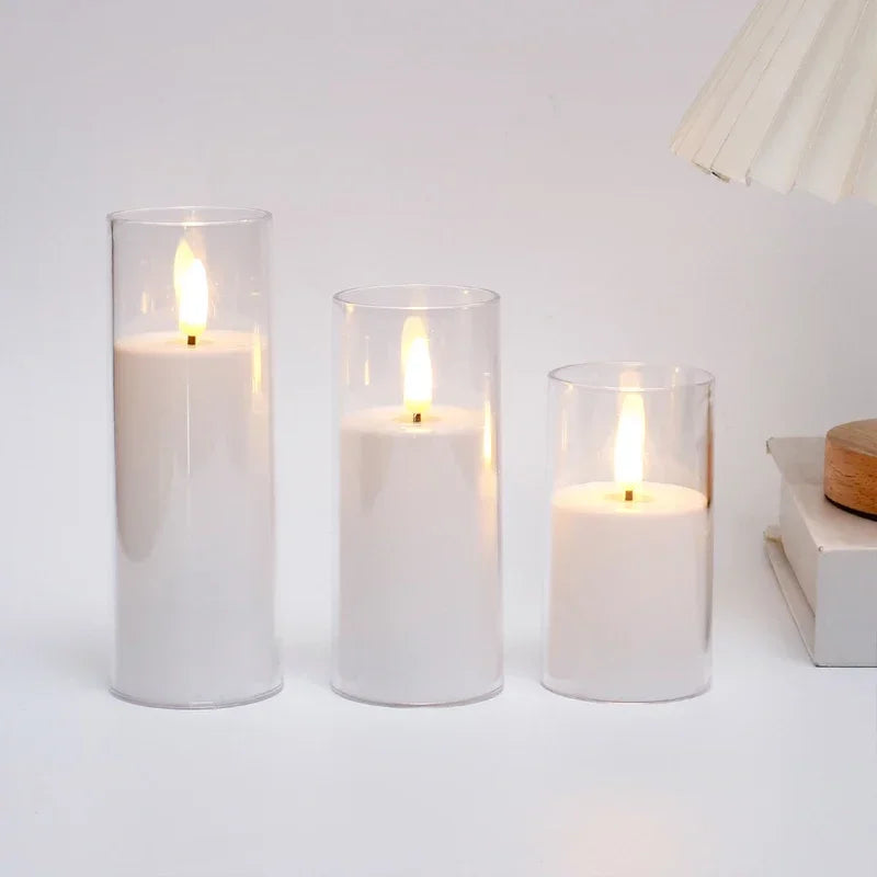LED Flameless Candles with Remote & Timer – Flickering Acrylic Glass Candle Lights