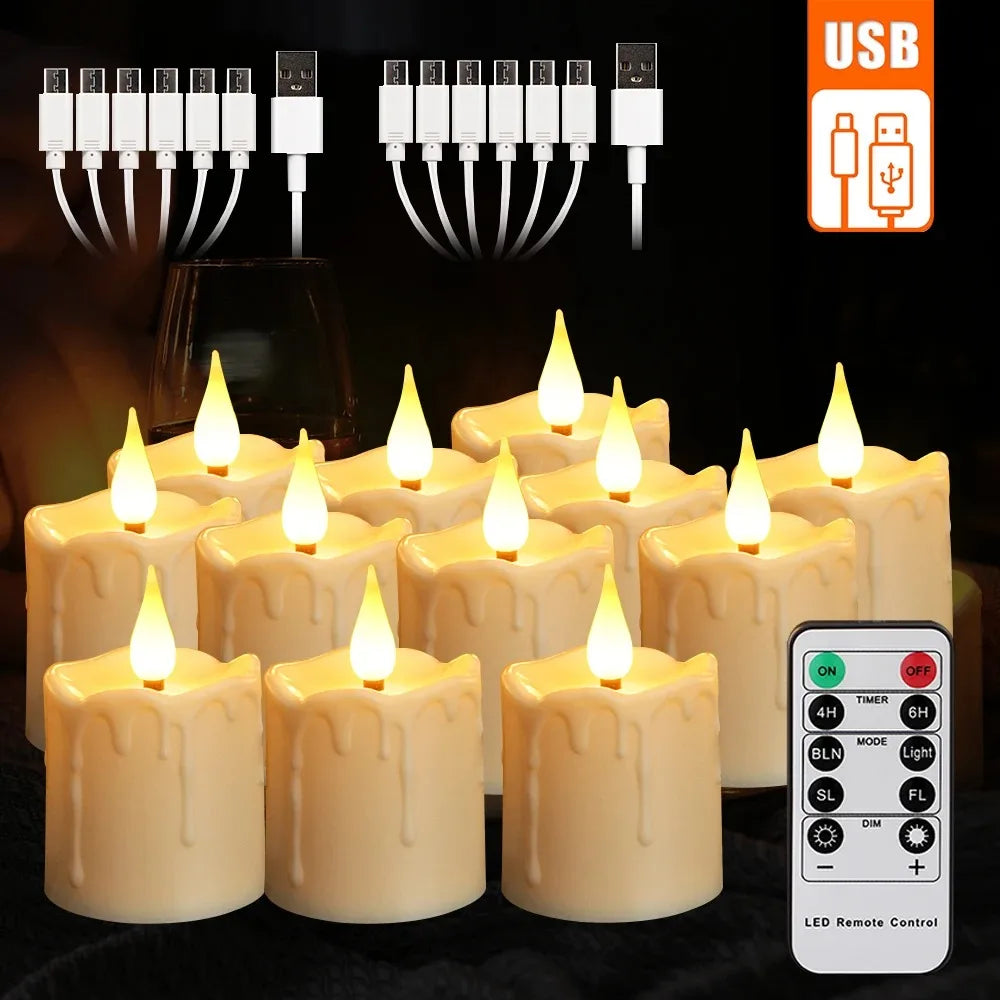 Rechargeable Waterproof LED Candles – Flameless Remote-Control Tea Lights for Home Decor