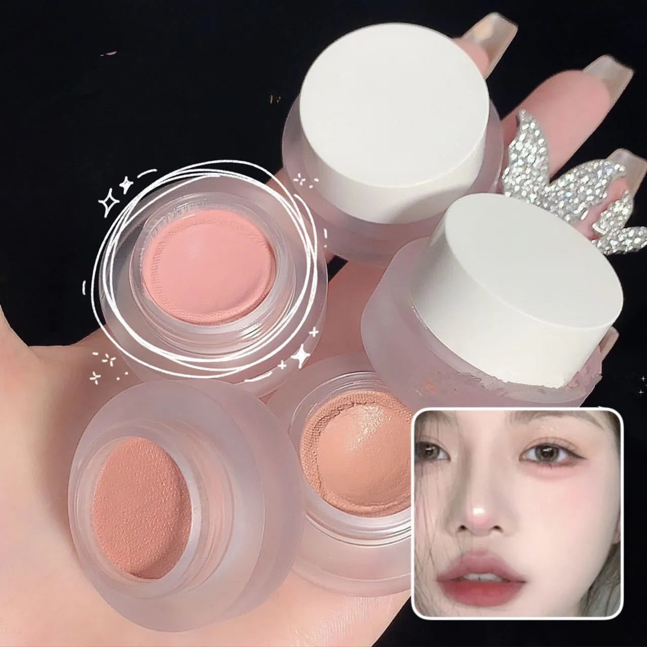 Blush Pâte Pêche — Texture Argile Mousse, Nude Naturel, Fini Mat, Teinte Monochrome pour Joues et Yeux, Extension Rétractable, Violet